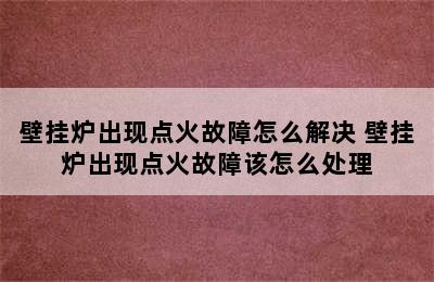 壁挂炉出现点火故障怎么解决 壁挂炉出现点火故障该怎么处理